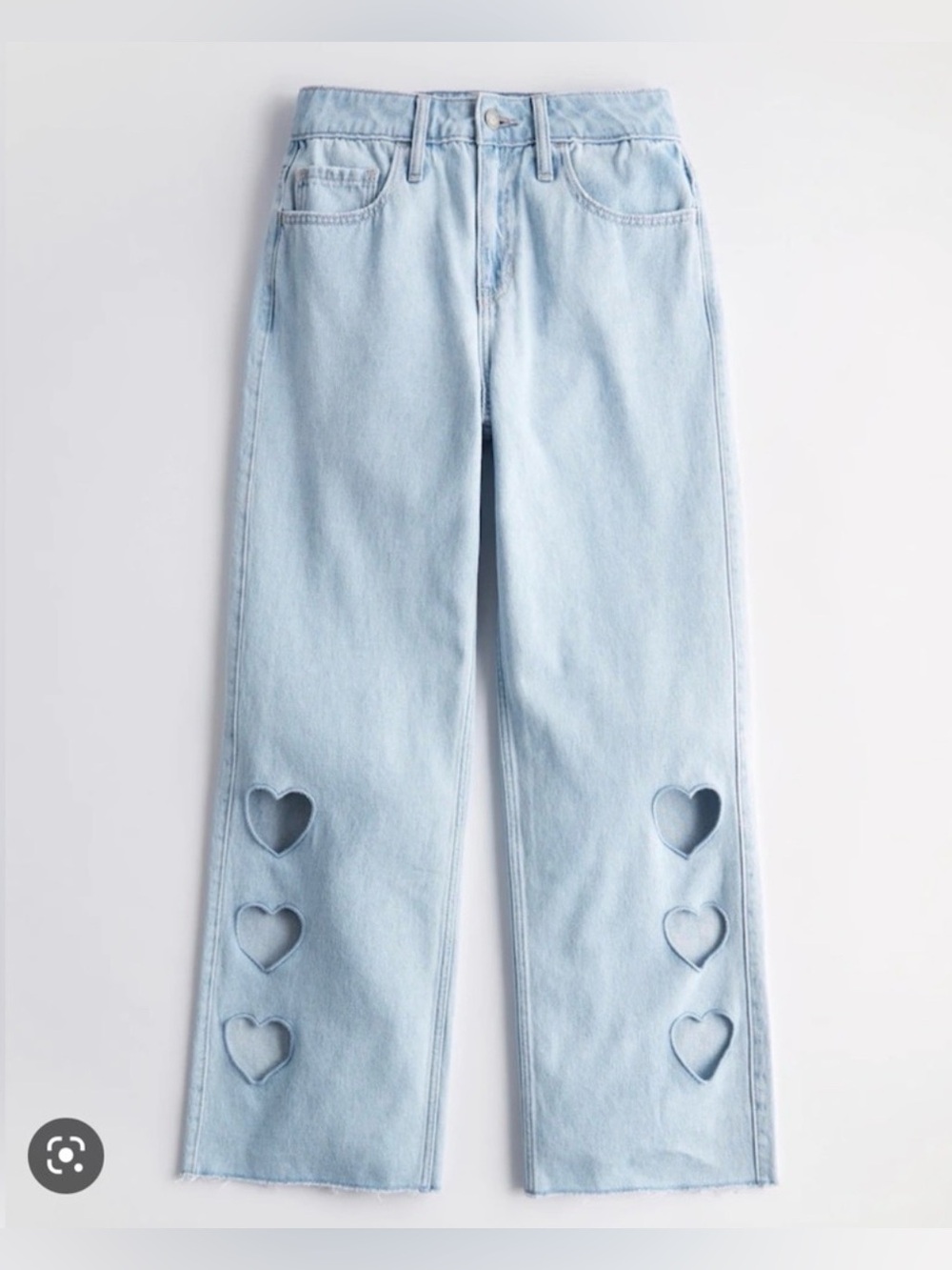 NWT Hollister Cut Out Heart Baggy Wide Leg Jeans Size 28